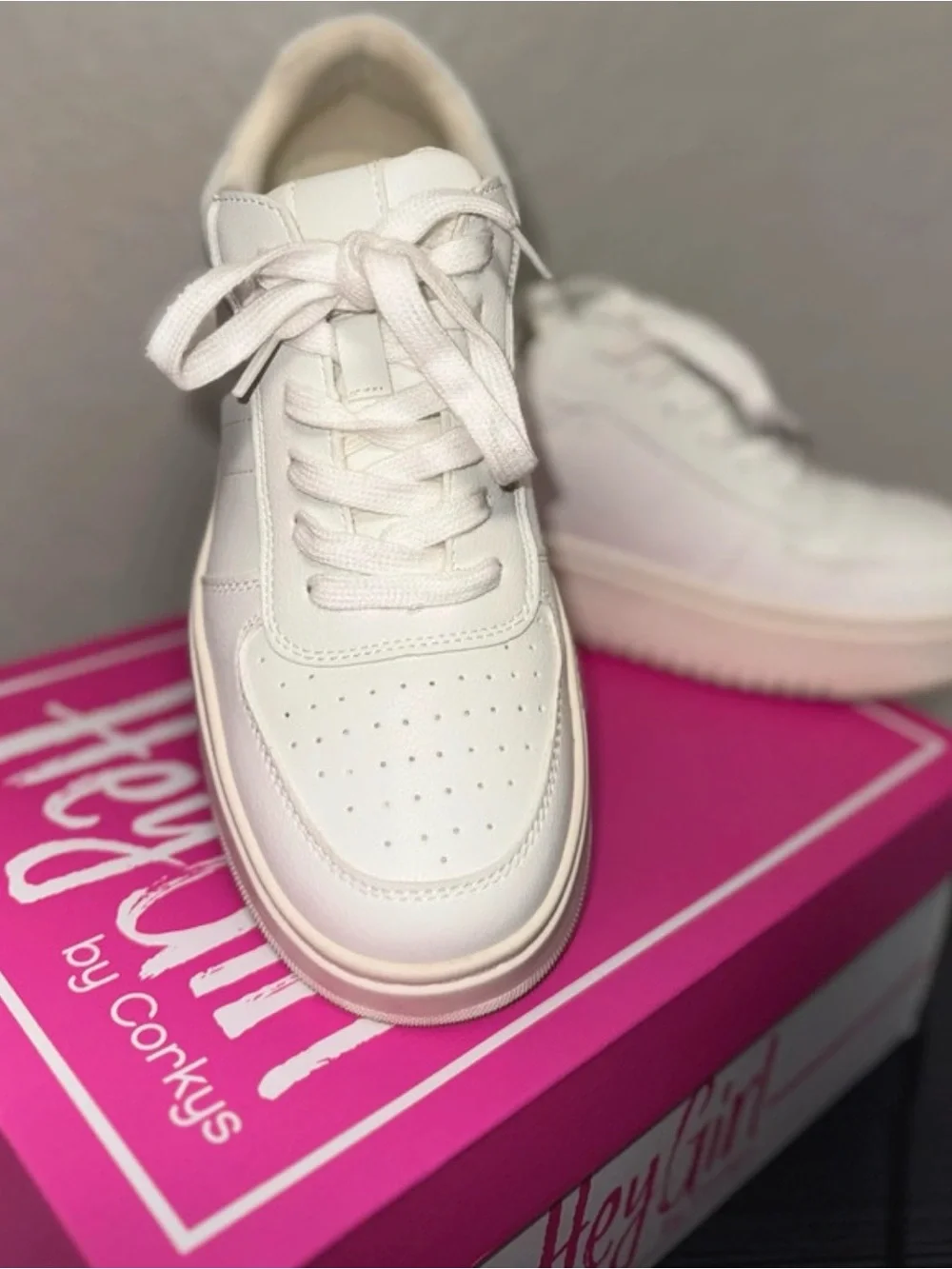 Corkys Women's White Platform Lace-Up Sneakers